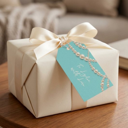 Étiquette de Cadeau Perle Élégante – "À (Nom), Ave