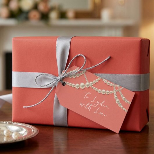 Étiquette de Cadeau Perle Élégante – "À (Nom), Ave