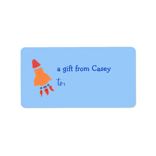 Étiquette de cadeau personnalisée - thème de fusée (Devant)