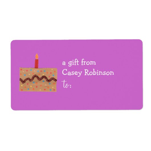 Étiquette de cadeau personnalisée - thème gâteau d (Devant)