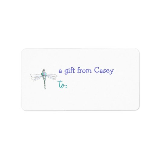 Étiquette de cadeau personnalisée - thème libellul (Devant)