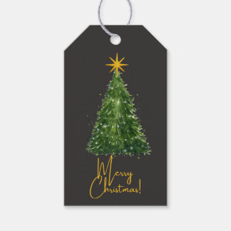 Étiquette de Cadeau pour Arbre de Noël Noir Élégan