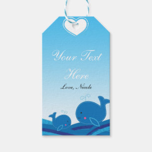 Étiquette de cadeau pour Baby Shower "2 Baleines B