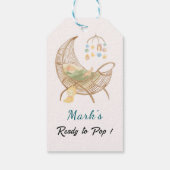 Étiquette de Cadeau pour Baby Shower Bleu – Nom de (Dos)