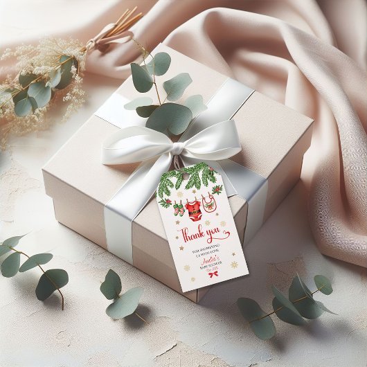 Étiquette de cadeau pour Baby Shower de Noël Santa