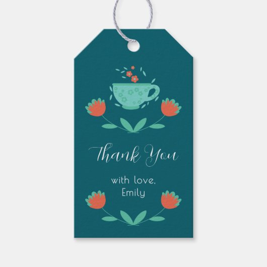 Étiquette de cadeau pour Baby Shower moderne - Thé (Devant)
