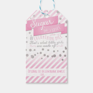Étiquette de cadeau pour Baby Shower rose et argen