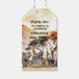 Étiquette de cadeau pour baby shower sur les anima