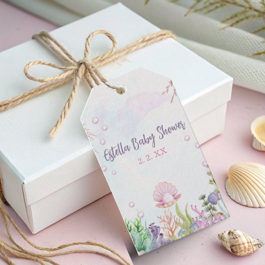Étiquette de cadeau pour Baby Shower "Une Perle es