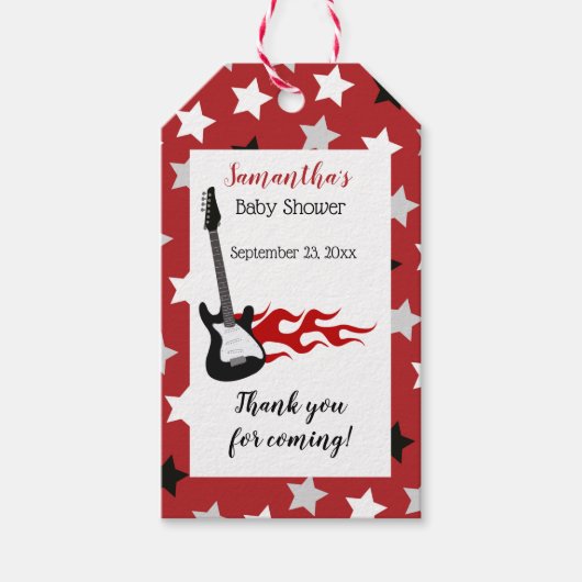 Étiquette de cadeau pour bébé Rockstar rouge (Devant)
