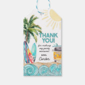 Étiquette de cadeau pour fête d'anniversaire Surf (Devant)