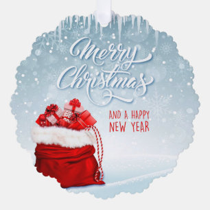 Étiquette de cadeau pour ornement de Noël de sac d