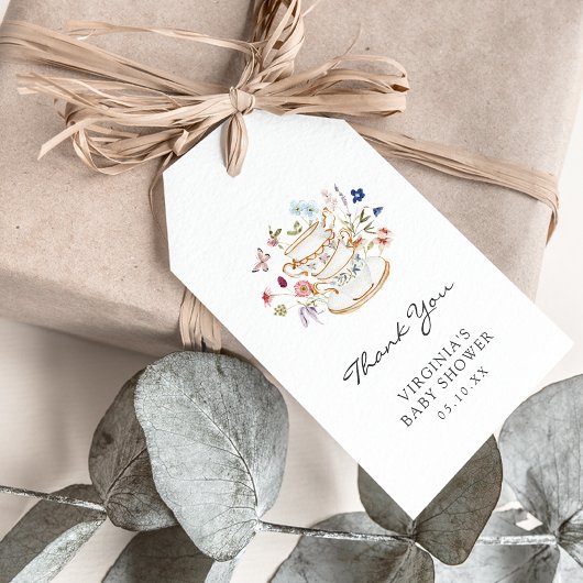 Étiquette de cadeau pour thé à bébé