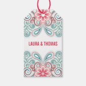 Étiquette de cadeau romantique avec fleurs et volu (Devant)