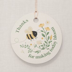 Étiquette de cadeau ronde Bumble Bee et Wildflower