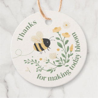 Étiquette de cadeau ronde Bumble Bee et Wildflower