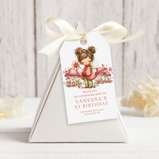 Étiquette de cadeau rose pâle pour la 7e fête d'an