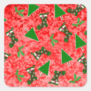 Étiquette de cadeau rouge avec symboles de Noël