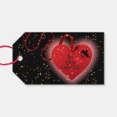 Étiquette de cadeau Saint-Valentin cœur rouge (Dos (Horizontal))