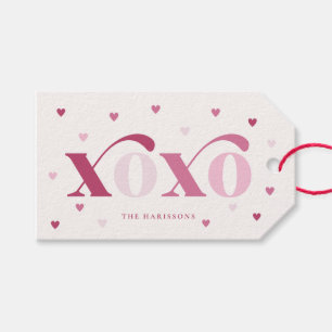 Étiquette de cadeau Saint-Valentin Cœurs roses XOX