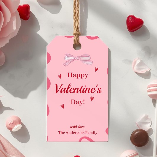 Étiquette de cadeau Saint-Valentin Ruban Rose Bord