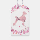 Étiquette de cadeau silhouette de caniche rose pas (Devant)