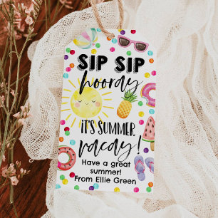 Étiquette de cadeau Sip Sip Hourra pour les vacanc
