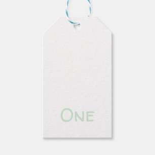 Étiquette de cadeau vert pastel blanc d'un an