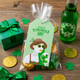 Étiquette de cadeau verte moderne de la Saint-Patr
