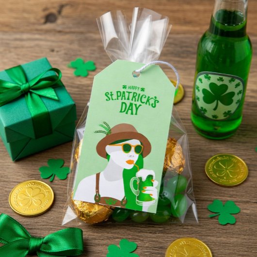 Étiquette de cadeau verte moderne de la Saint-Patr