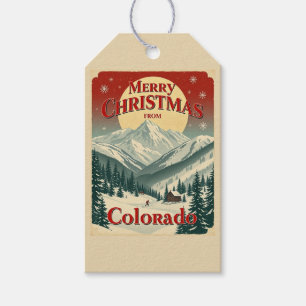 Étiquette de cadeau vintage Joyeux Noël du Colorad