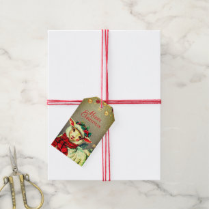 ÉTIQUETTE DE CADEAU VINTAGE POUR AGNEAU DE NOËL AV