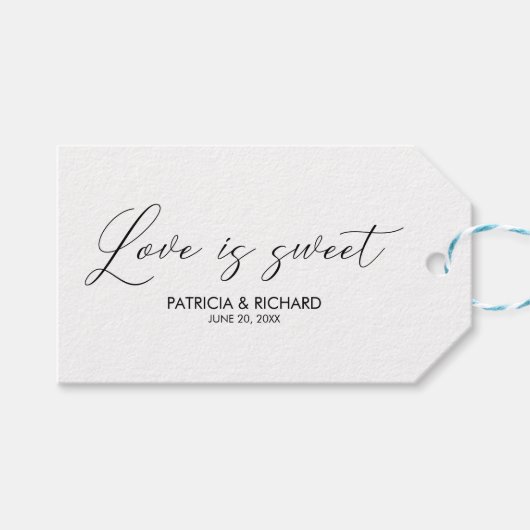 Étiquette de cadeaux de mariage lettrage script L' (Devant (Horizontal))