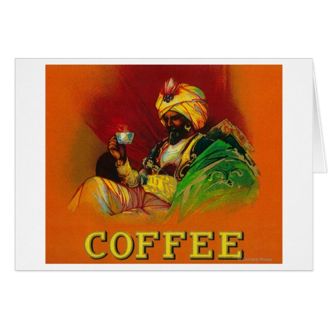 Étiquette de café homme arabe (Devant horizontal)