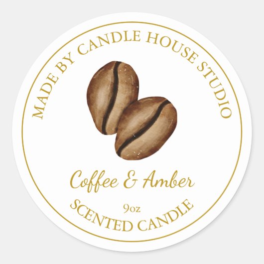 Étiquette de café maison Gold | Blanc (Devant)