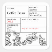 Étiquette de café noir et blanc Apothécaire (Devant)