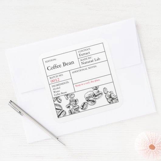 Étiquette de café noir et blanc Apothécaire (Enveloppe)