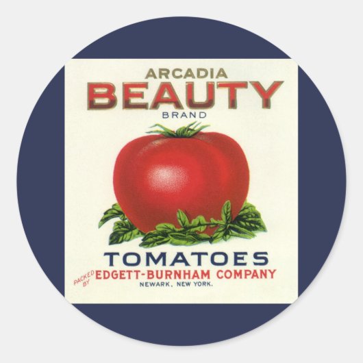 Étiquette de caisse de fruits vintage, tomates Arc (Devant)
