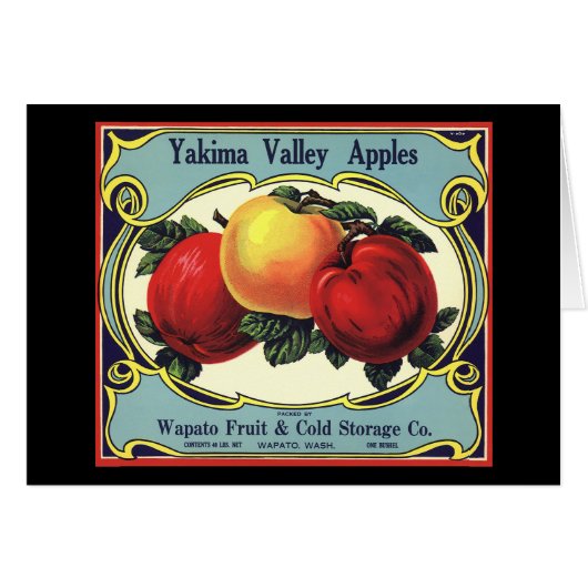 Étiquette de caisse de fruits vintage Yakima Valle (Devant horizontal)