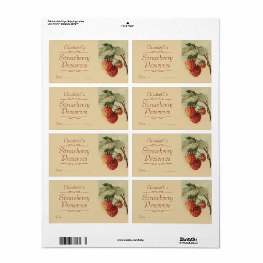 Étiquette de canne à fraises (Feuille entière)