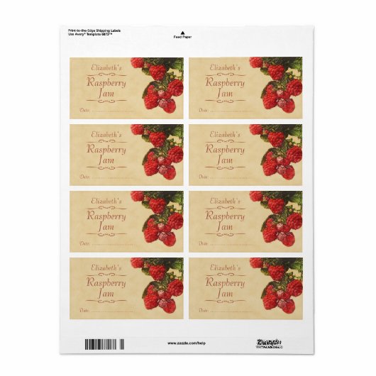 Étiquette de canne à framboise (Feuille entière)