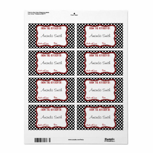 Étiquette de canne à points de Polka Retro (Feuille entière)