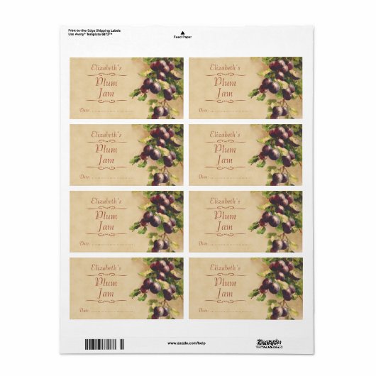 Étiquette de canne à prune (Feuille entière)