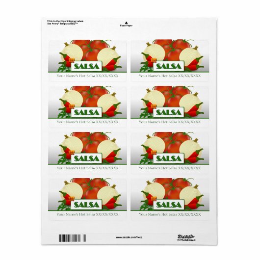 Étiquette de canne à salsa chaude (Feuille entière)