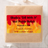 Étiquette de canne artisanal à thème flamme (En situation)