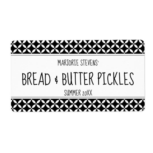 Étiquette de canne noir et blanc moderne (Devant)