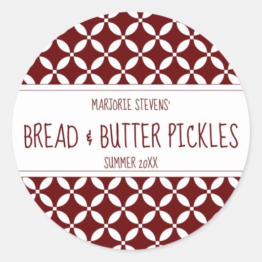 Étiquette de canne rouge foncé et blanc moderne (Devant)