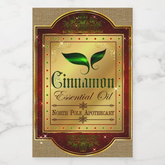 Étiquette de cannelle de l'apothèque de Noël (Étiquettes simples)