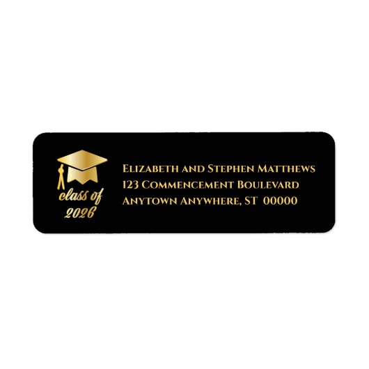 Étiquette de capuchon de remise des diplômes Noir (Devant)