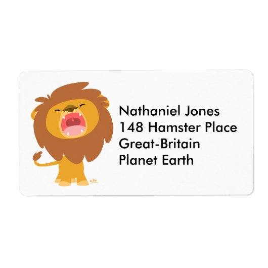 Étiquette de caricature Lion très puissant (Devant)